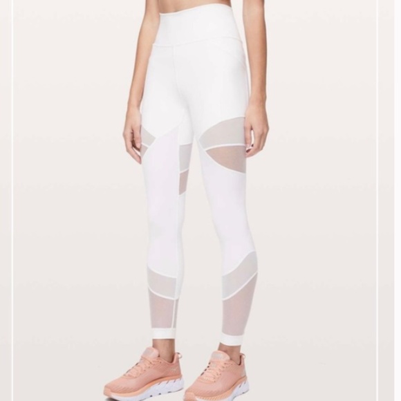 lululemon Forget the Sweat 25” leggings in white/ mesh sz 2 - Picture 5 of 5